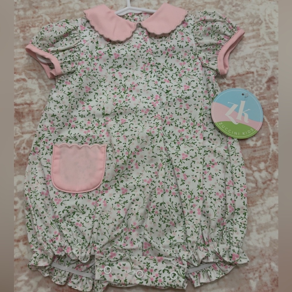 Zuccini Kids Pink and Green Floral Bodysuit